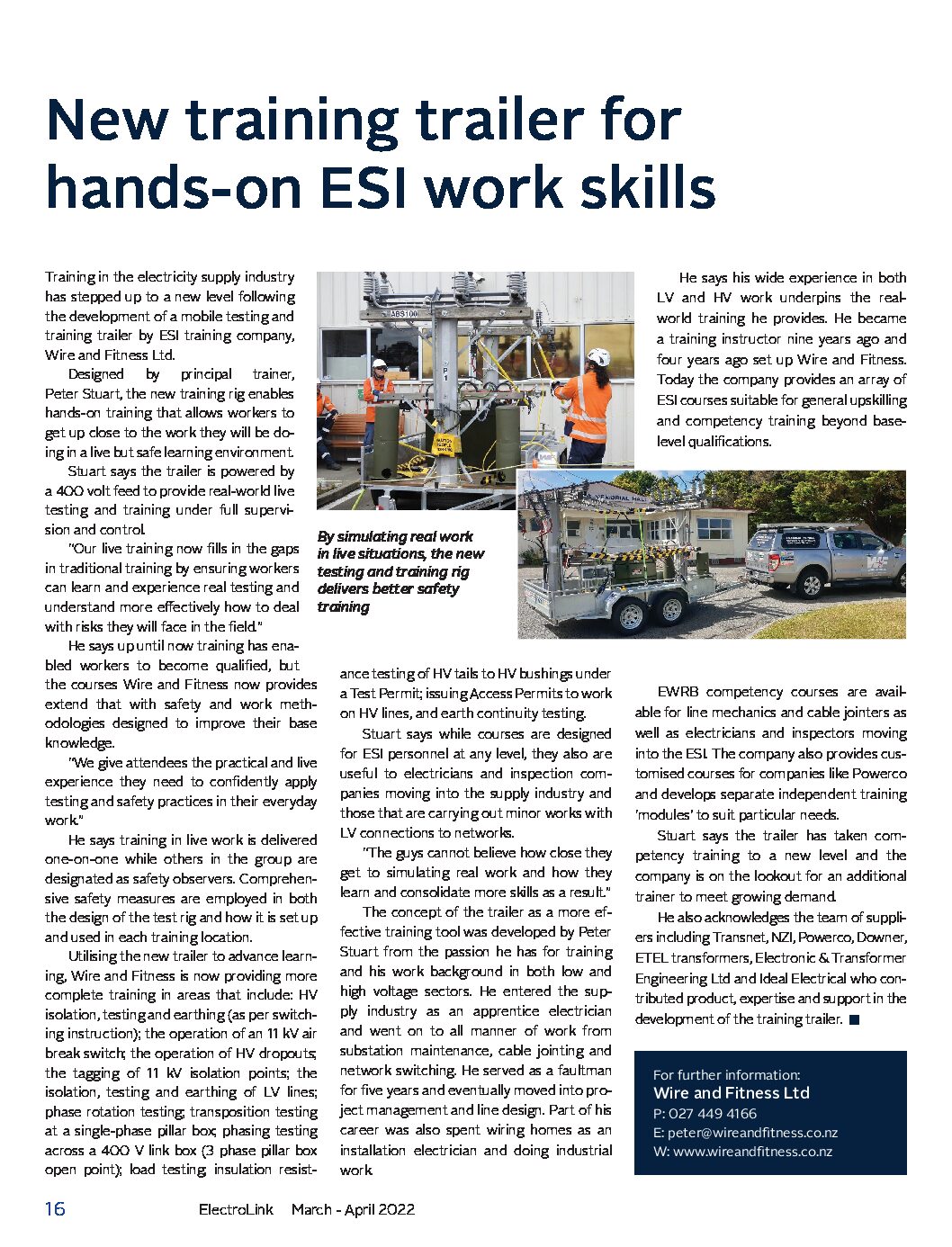 New training trailer for hands-on ESI work skills
